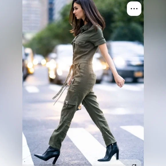 THE KOOPLES Paris linen stretch Military style cargo Jumpsuit XS - Picture 3 of 13